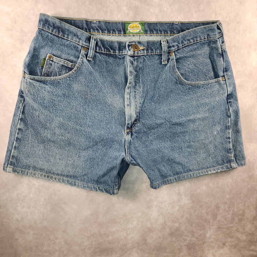 Cabelas Denim Shorts Womens 38 Blue Cotton High Waisted Medium Wash Utility